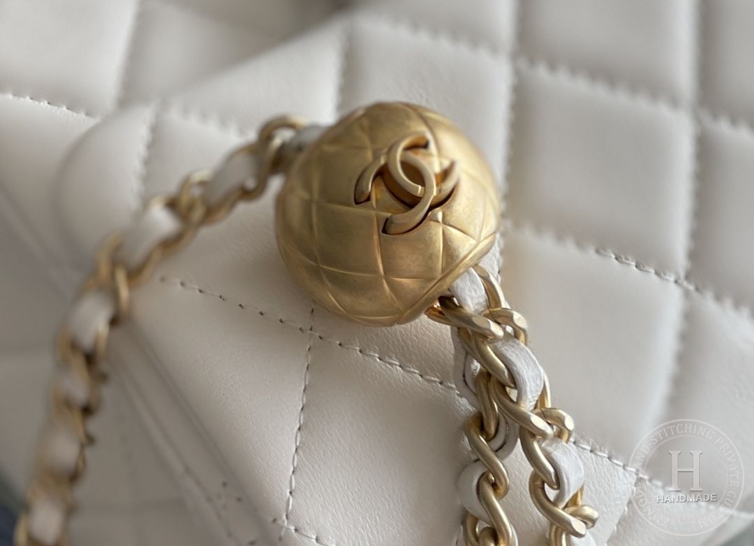 Lambskin Quilted Mini Square Flap White Lambskin Quilted Mini Square Flap White