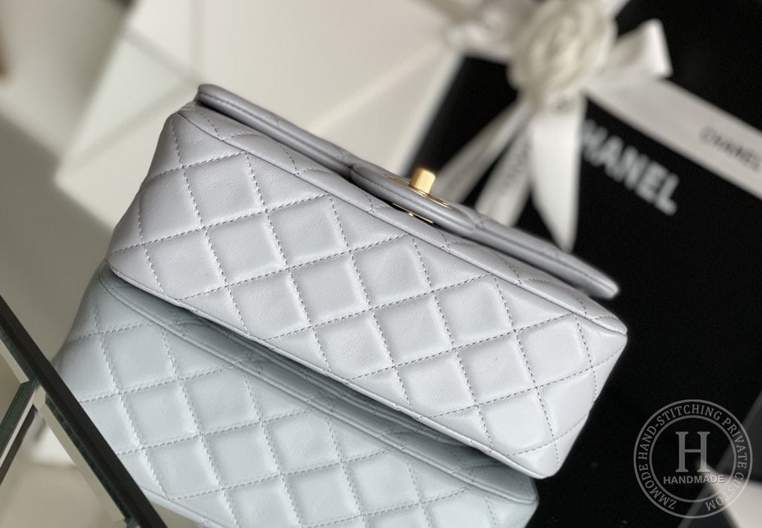 Lambskin Quilted Mini CC Pearl Crush Rectangular Flap Dark Beige-2751