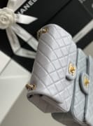 Lambskin Quilted Mini CC Pearl Crush Rectangular Flap Dark Beige-2751