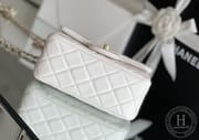 Lambskin Quilted Mini Square Flap White