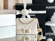 Lambskin Quilted Mini Square Flap White