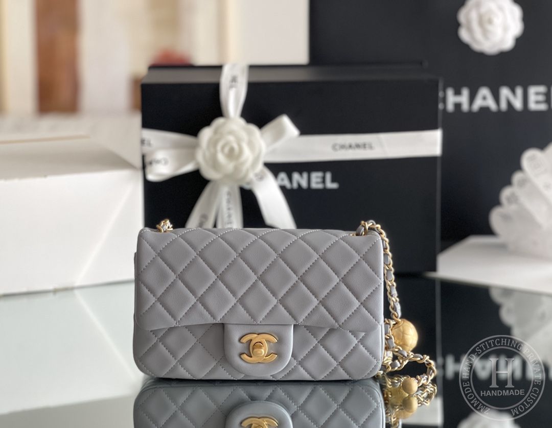 Lambskin Quilted Mini CC Pearl Crush Rectangular Flap Dark Beige Lambskin Quilted Mini CC Pearl Crush Rectangular Flap Dark Beige