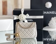 Lambskin Quilted Mini Square Flap White
