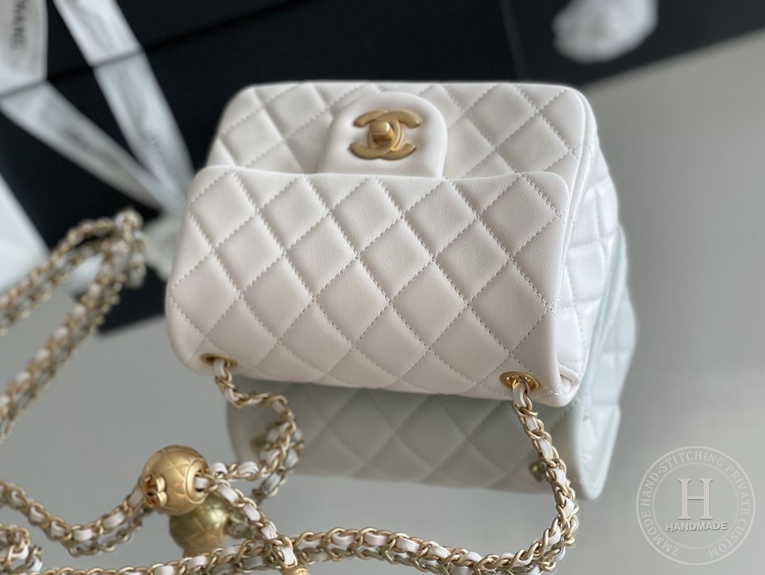 Lambskin Quilted Mini Square Flap White Lambskin Quilted Mini Square Flap White