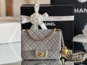 Lambskin Quilted Mini Square Flap White-3757