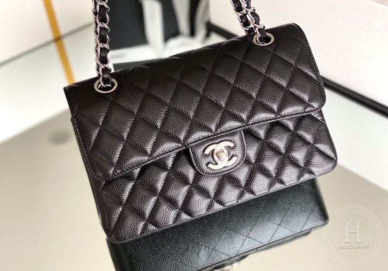 Caviar Quilted Small Double Flap Black