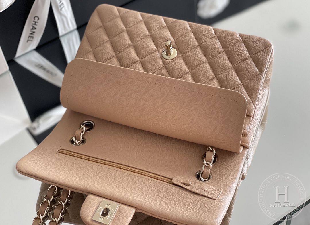 CLASSIC FLAP 23× 14.5 × 6 cm ZP LEATHER 杏色浅金扣 CLASSIC FLAP 23× 14.5 × 6 cm ZP LEATHER 杏色浅金扣