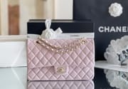 CLASSIC FLAP 25.5 × 15.5 × 6.5 cm ZP LEATHER 西瓜红 浅金扣-4664