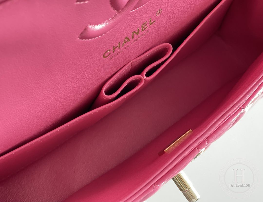 CLASSIC FLAP 12× 20 × 6 cm GR LEATHER 玫红浅金扣 CLASSIC FLAP 12× 20 × 6 cm GR LEATHER 玫红浅金扣