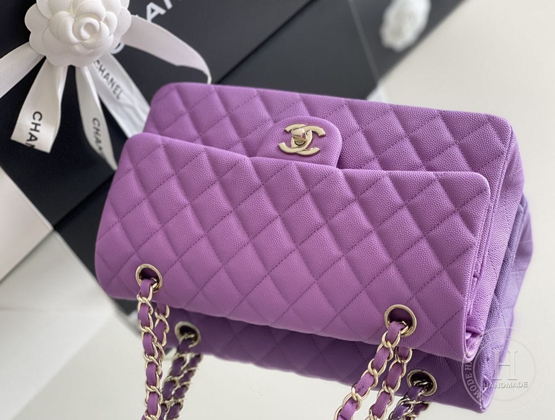 CLASSIC FLAP 25.5 × 15.5 × 6.5 cm ZP LEATHER 酒红色浅金扣-7671