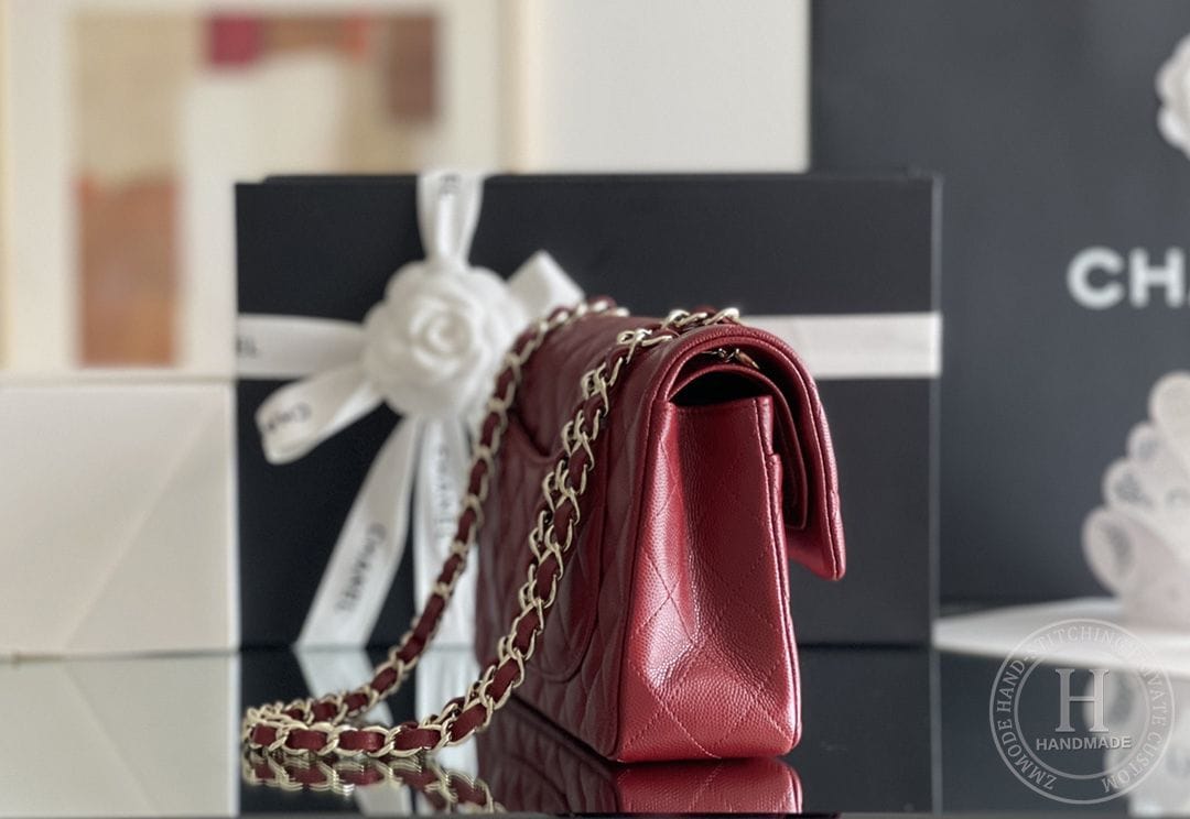 CLASSIC FLAP 23× 14.5 × 6 cm ZP LEATHER 薄荷绿浅金扣-7287