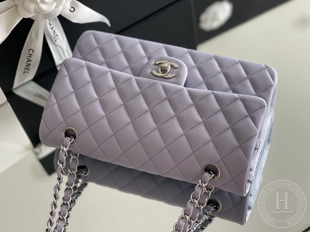 CLASSIC FLAP 25.5 × 15.5 × 6.5 cm ZP LEATHER 深蓝色浅金扣-8785