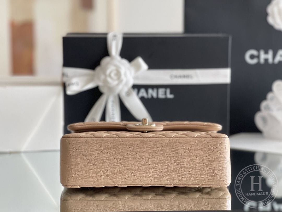 CLASSIC FLAP 23× 14.5 × 6 cm ZP LEATHER 深夜蓝浅金扣-9355
