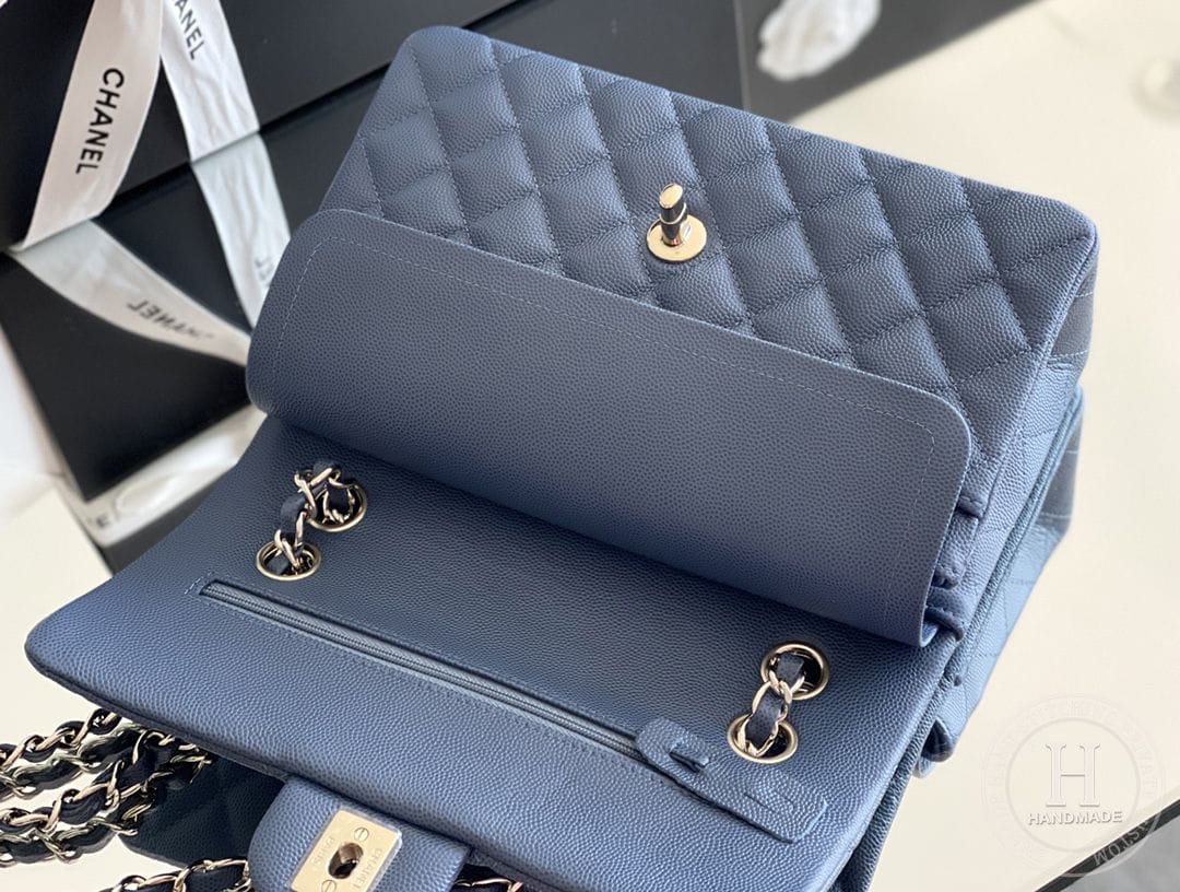 CLASSIC FLAP 23× 14.5 × 6 cm ZP LEATHER 杏色浅金扣-9915