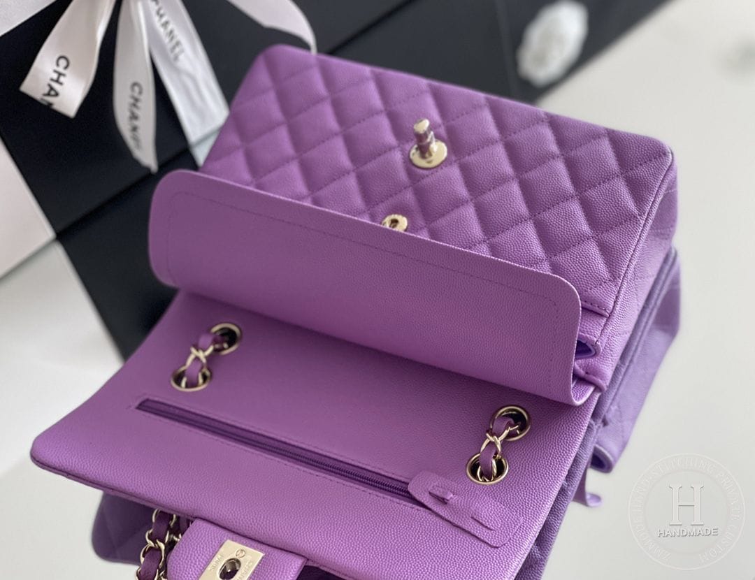 CLASSIC FLAP 23× 14.5 × 6 cm ZP LEATHER 薄荷绿浅金扣-6593