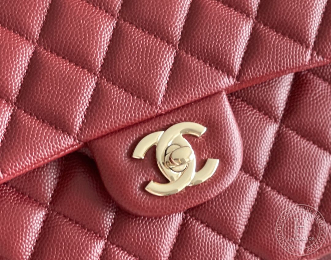 CLASSIC FLAP 23× 14.5 × 6 cm ZP LEATHER 酒红色浅金扣 CLASSIC FLAP 23× 14.5 × 6 cm ZP LEATHER 酒红色浅金扣