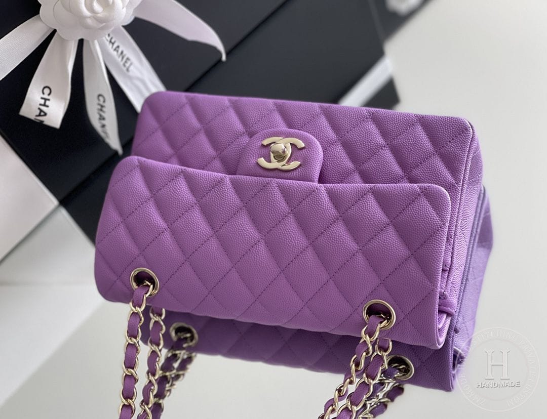 CLASSIC FLAP 23× 14.5 × 6 cm ZP LEATHER 薄荷绿浅金扣-6593