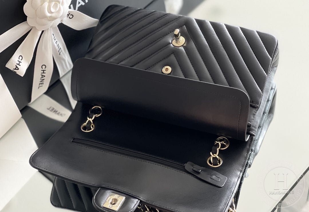 CLASSIC FLAP 25.5 × 15.5 × 6.5 cm GR LEATHER 玫红浅金扣-3582