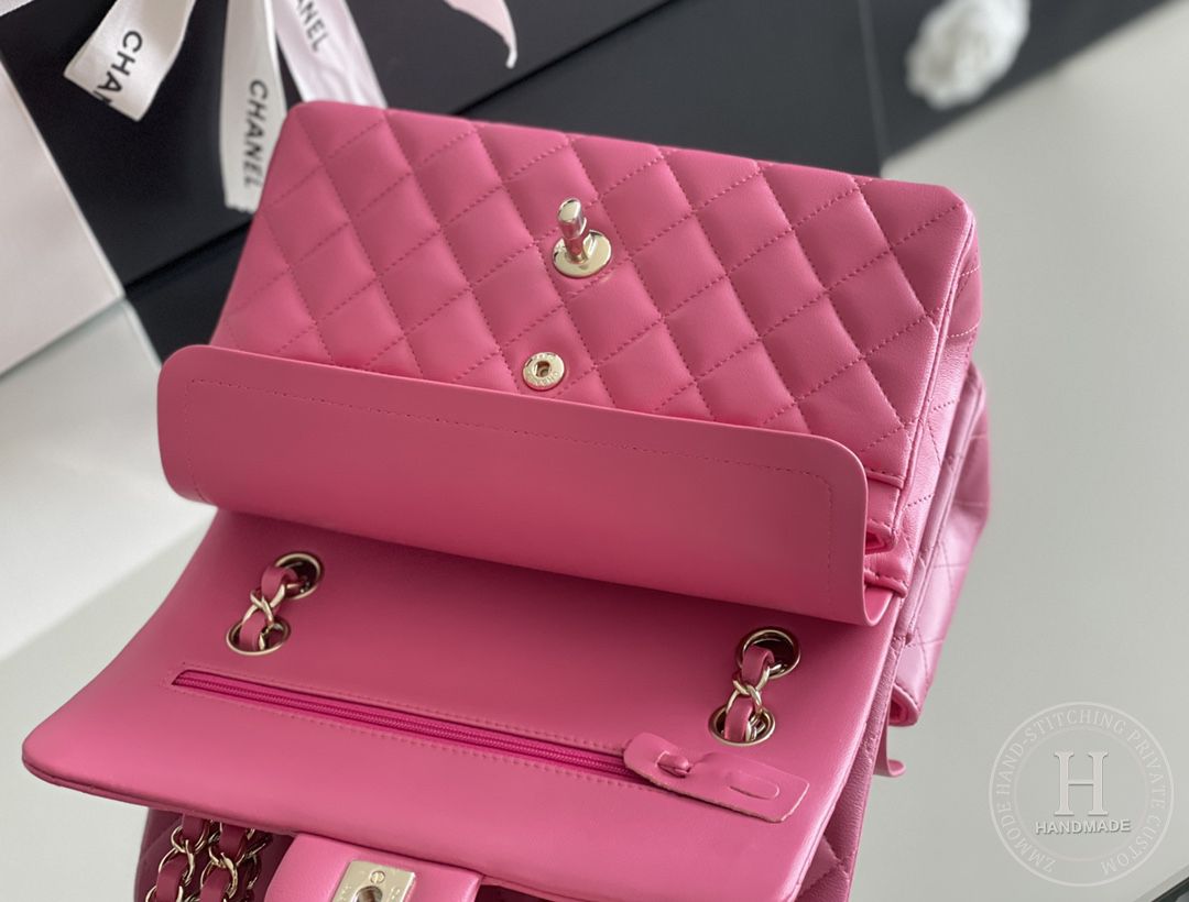 CLASSIC FLAP 12× 20 × 6 cm GR LEATHER 玫红浅金扣 CLASSIC FLAP 12× 20 × 6 cm GR LEATHER 玫红浅金扣