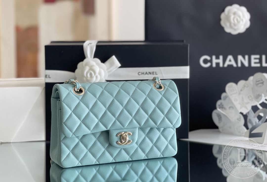 CLASSIC FLAP 23× 14.5 × 6 cm ZP LEATHER 樱花粉 浅金扣-6063