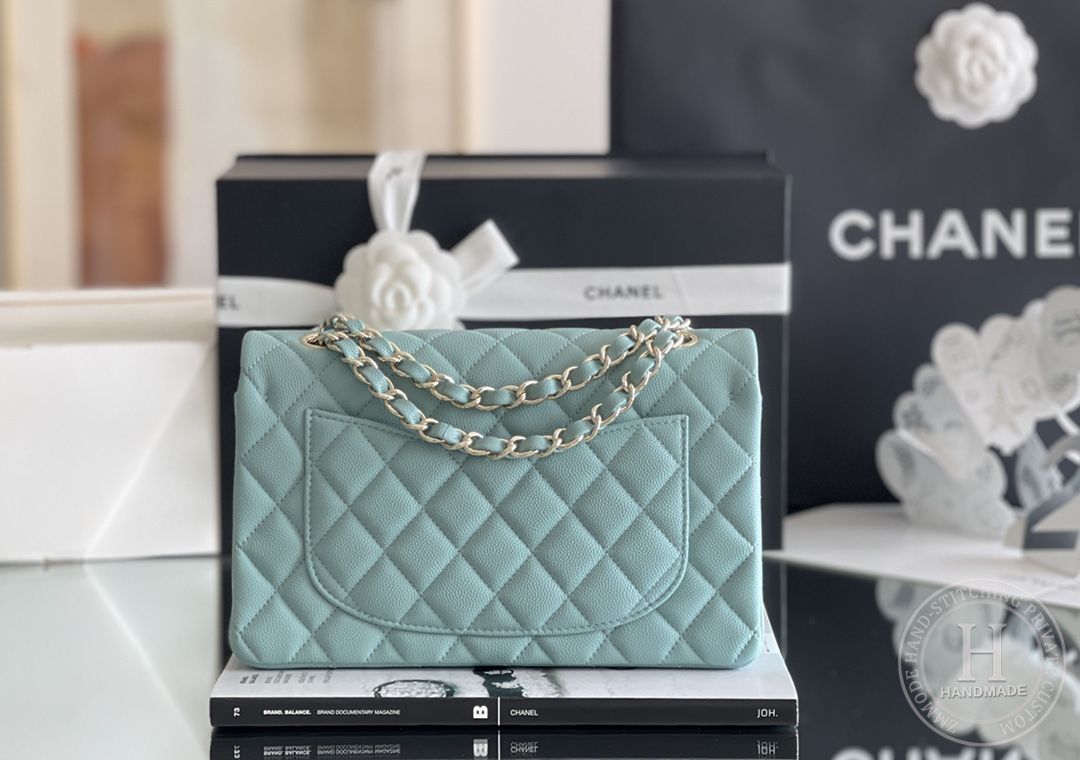 CLASSIC FLAP 23× 14.5 × 6 cm ZP LEATHER 樱花粉 浅金扣-6063