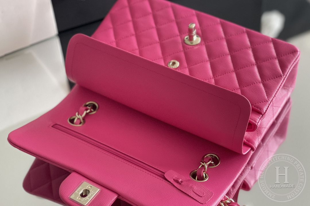 CLASSIC FLAP 23× 14.5 × 6 cm ZP LEATHER 玫红浅金扣 CLASSIC FLAP 23× 14.5 × 6 cm ZP LEATHER 玫红浅金扣