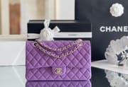 CLASSIC FLAP 25.5 × 15.5 × 6.5 cm ZP LEATHER 酒红色浅金扣-7671
