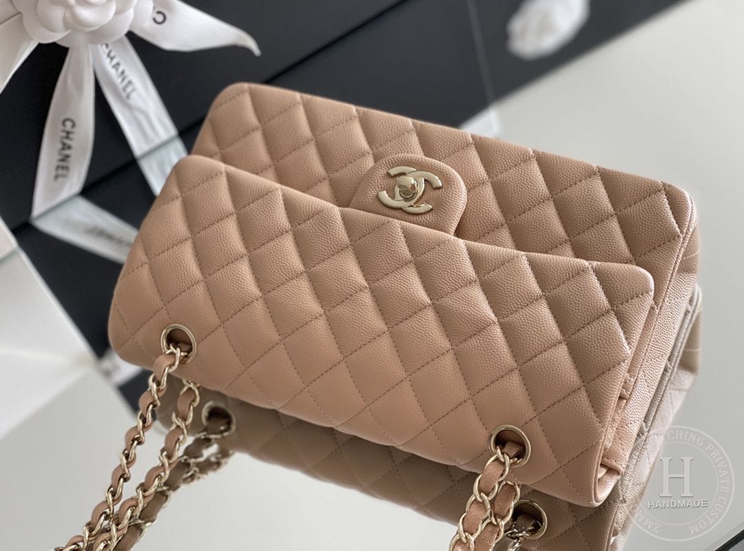 CLASSIC FLAP 25.5 × 15.5 × 6.5 cm ZP LEATHER 深蓝色浅金扣-9120
