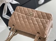 CLASSIC FLAP 25.5 × 15.5 × 6.5 cm ZP LEATHER 深蓝色浅金扣-9120