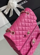 CLASSIC FLAP 25.5 × 15.5 × 6.5 cm ZP LEATHER 玫红浅金扣-1218