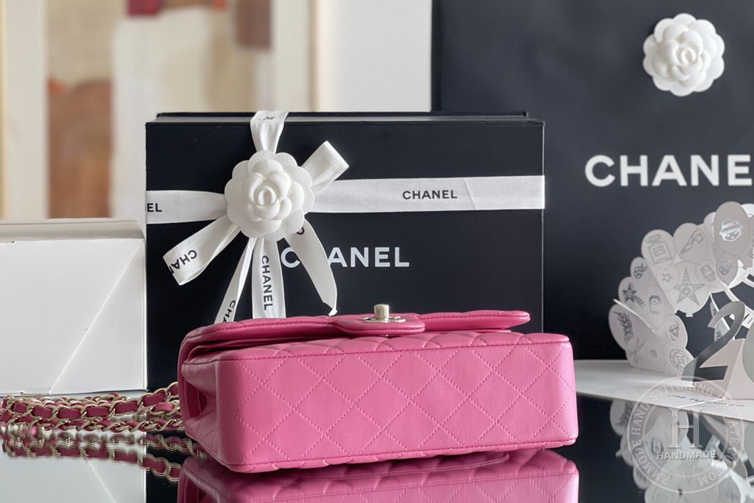 CLASSIC FLAP 12× 20 × 6 cm GR LEATHER 玫红浅金扣 CLASSIC FLAP 12× 20 × 6 cm GR LEATHER 玫红浅金扣