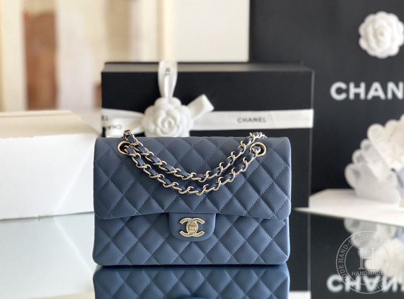 CLASSIC FLAP 23× 14.5 × 6 cm ZP LEATHER 杏色浅金扣-9915