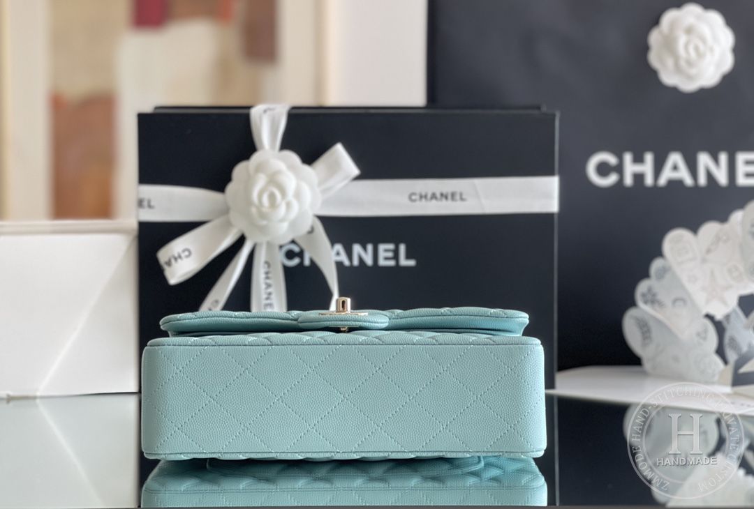 CLASSIC FLAP 23× 14.5 × 6 cm ZP LEATHER 樱花粉 浅金扣-6063