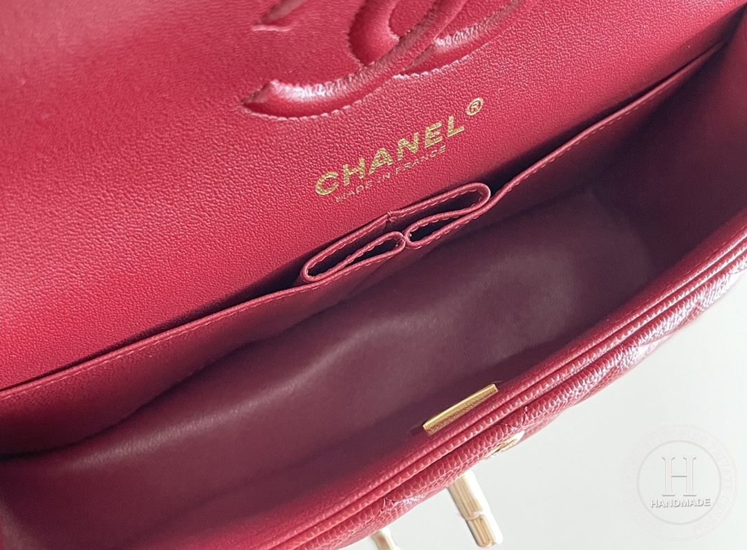 CLASSIC FLAP 23× 14.5 × 6 cm ZP LEATHER 酒红色浅金扣 CLASSIC FLAP 23× 14.5 × 6 cm ZP LEATHER 酒红色浅金扣