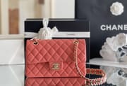 CLASSIC FLAP 25.5 × 15.5 × 6.5 cm ZP LEATHER 西瓜红 浅金扣-4443