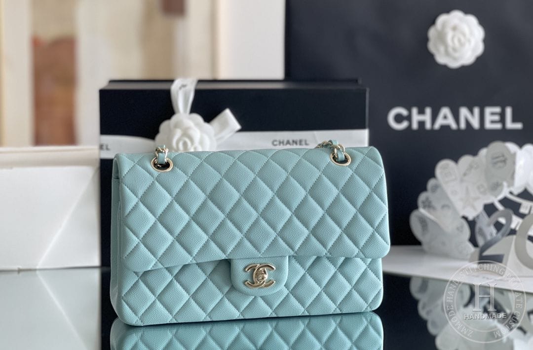 CLASSIC FLAP 25.5 × 15.5 × 6.5 cm ZP LEATHER 樱花粉 浅金扣-5863