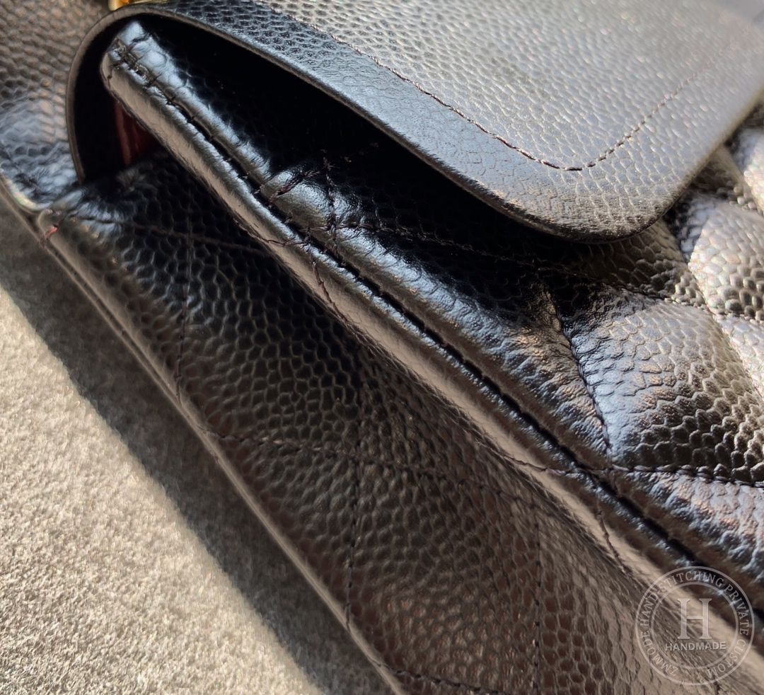 CLASSIC FLAP 25.5 × 15.5 × 6.5 cm HAAS LEATHER 白色鱼子酱-9155