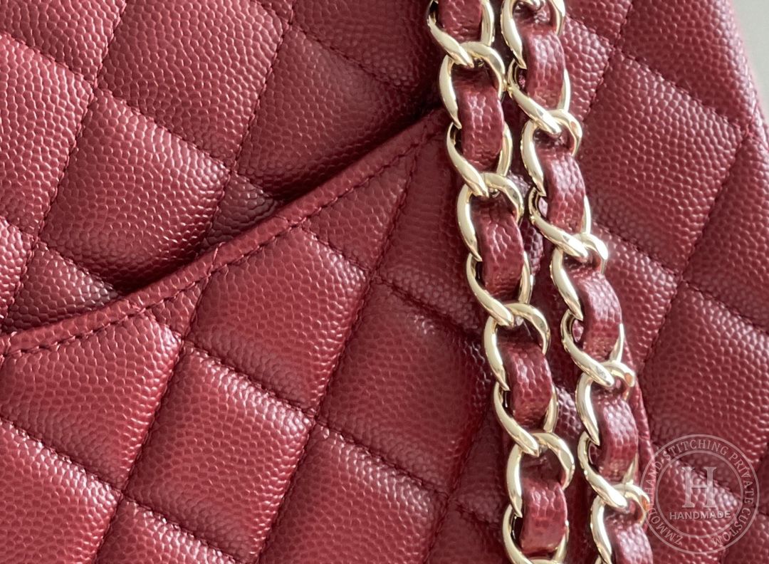 CLASSIC FLAP 23× 14.5 × 6 cm ZP LEATHER 酒红色浅金扣 CLASSIC FLAP 23× 14.5 × 6 cm ZP LEATHER 酒红色浅金扣
