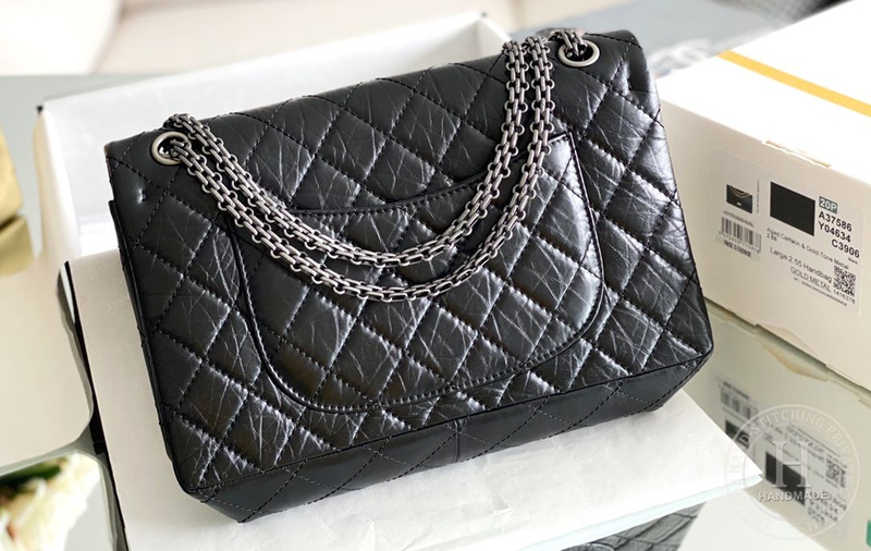 Chanel 2.55 28CM 牛皮 灰色古银扣-6931