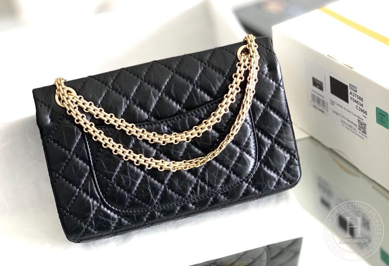 Chanel 2.55 24CM 牛皮 黑色古银扣-9695