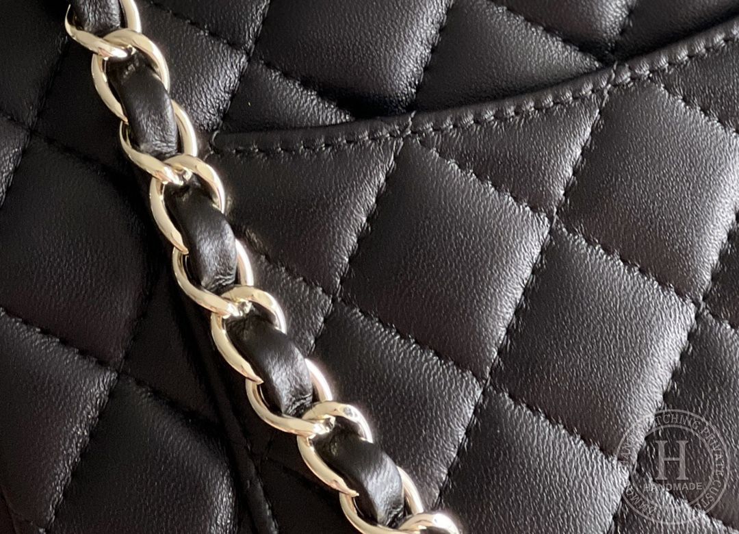 CLASSIC FLAP 12× 20 × 6 cm ZP羊皮 LEATHER 黑色玫瑰金
