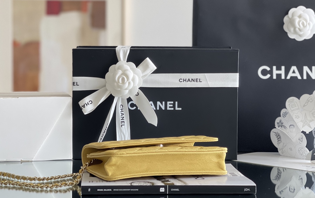 Chanel woc 12 × 19 × 4 cm 黄色浅金扣