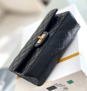 Chanel 2.55 24CM 牛皮 黑色古银扣-9695