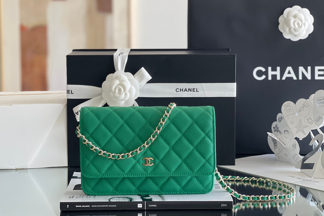 Chanel woc 12 × 19 × 4 cm 奶茶色浅金扣-3926