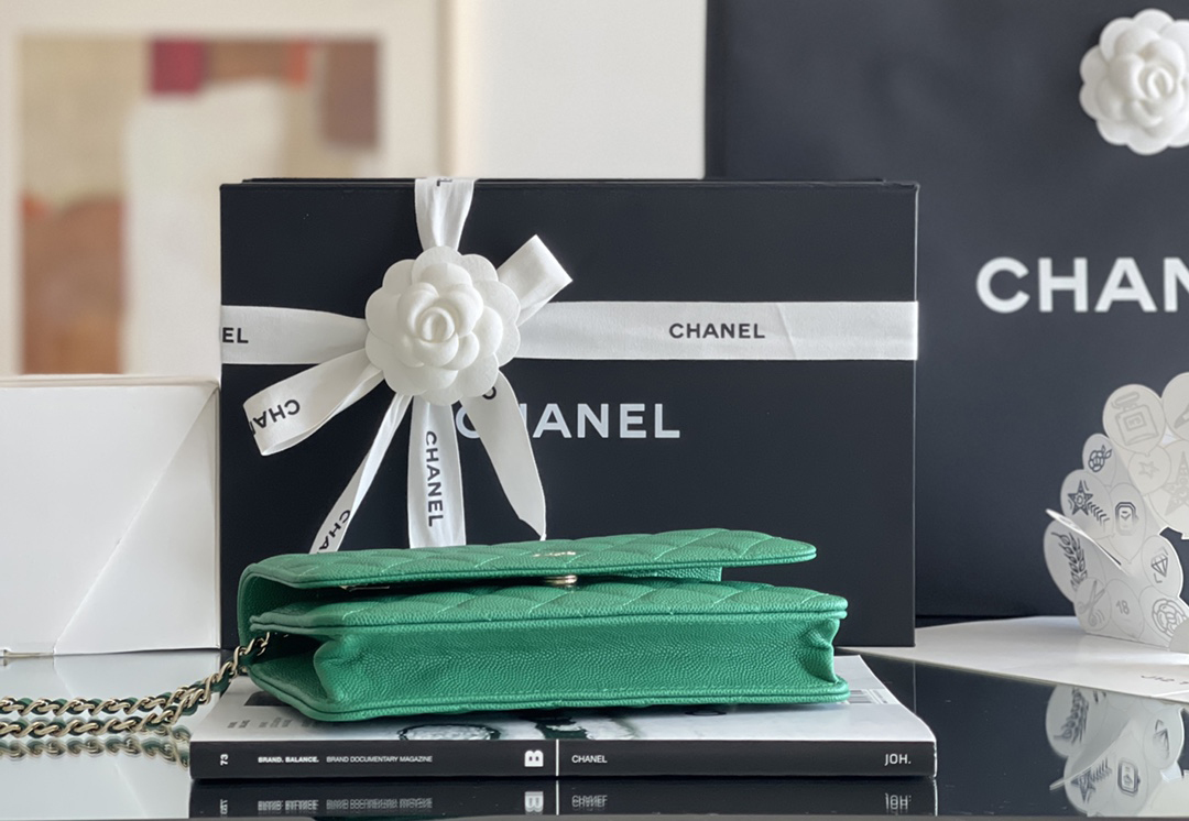 Chanel woc 12 × 19 × 4 cm 绿色浅金扣