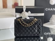 CLASSIC FLAP 23× 14.5 × 6 cm ZP羊皮LEATHER 黑色银扣-7482