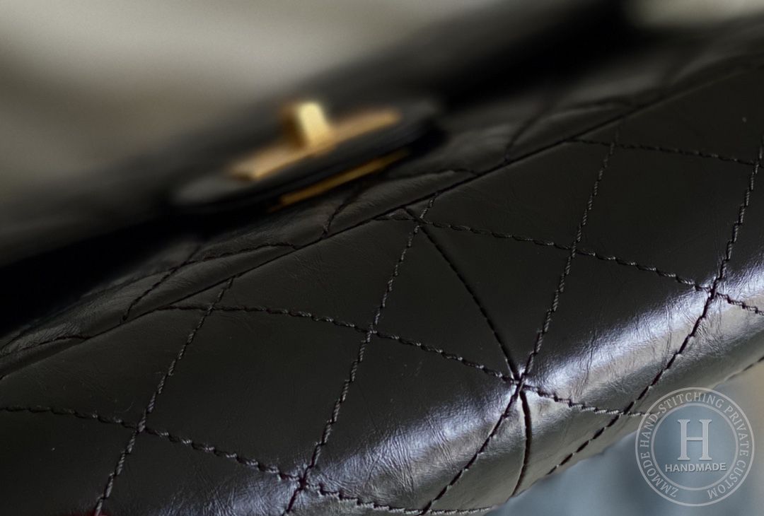Chanel 2.55 28CM 牛皮 黑色砂金扣