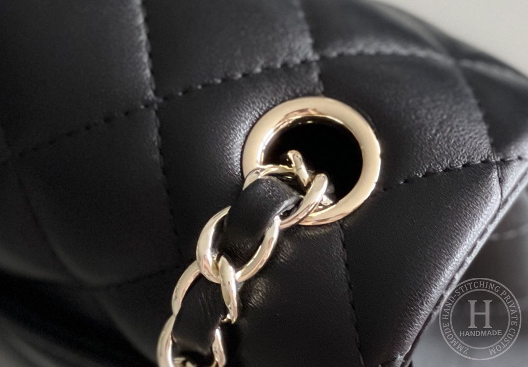 CLASSIC FLAP 12× 20 × 6 cm ZP羊皮 LEATHER 黑色玫瑰金