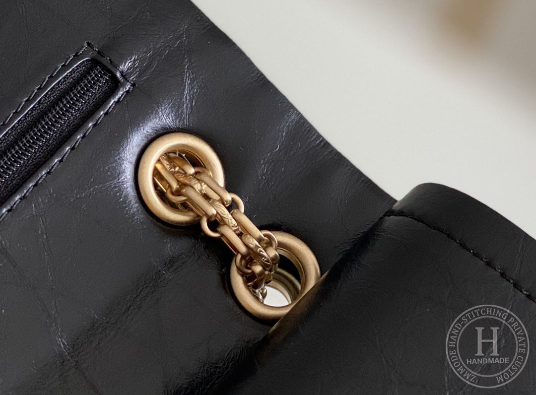 Chanel 2.55 28CM 牛皮 黑色砂金扣