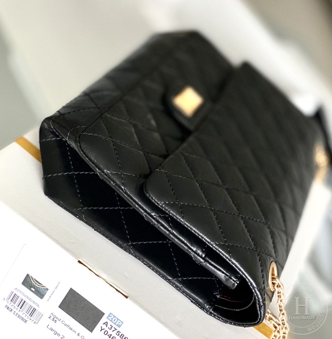 Chanel 2.55 28CM 牛皮 灰色古金扣-7395